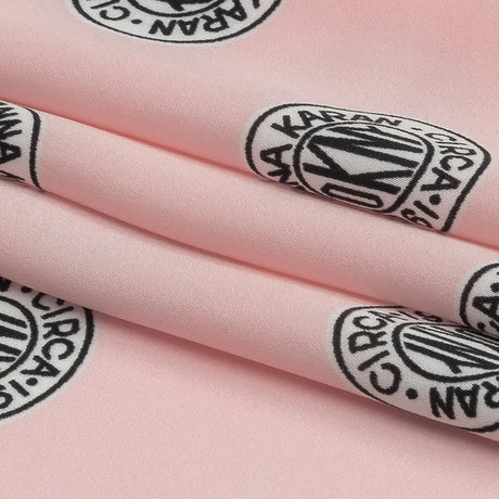 Donna Karan Pink, Black and White Logo Tokens Crepe de Chine