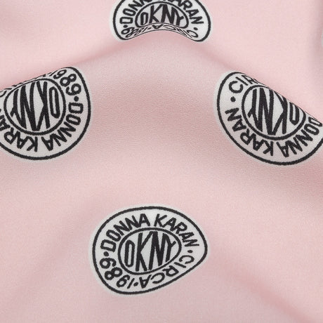 Donna Karan Pink, Black and White Logo Tokens Crepe de Chine