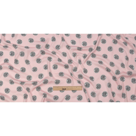 Donna Karan Pink, Black and White Logo Tokens Crepe de Chine