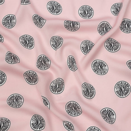 Donna Karan Pink, Black and White Logo Tokens Crepe de Chine
