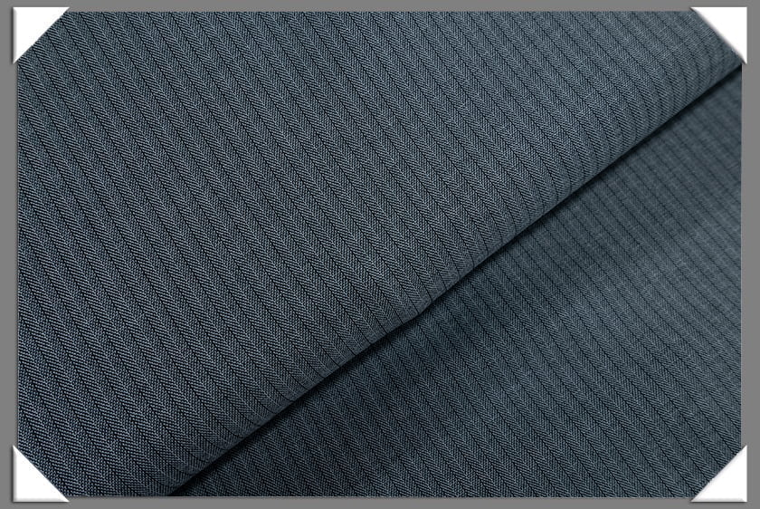 Blue Grey Vegan Herringbone Polyester Fabric - Herringbone Pattern, 60" Width