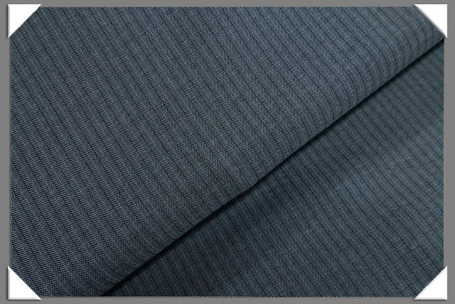 Blue Grey Vegan Herringbone Polyester Fabric - Herringbone Pattern, 60" Width