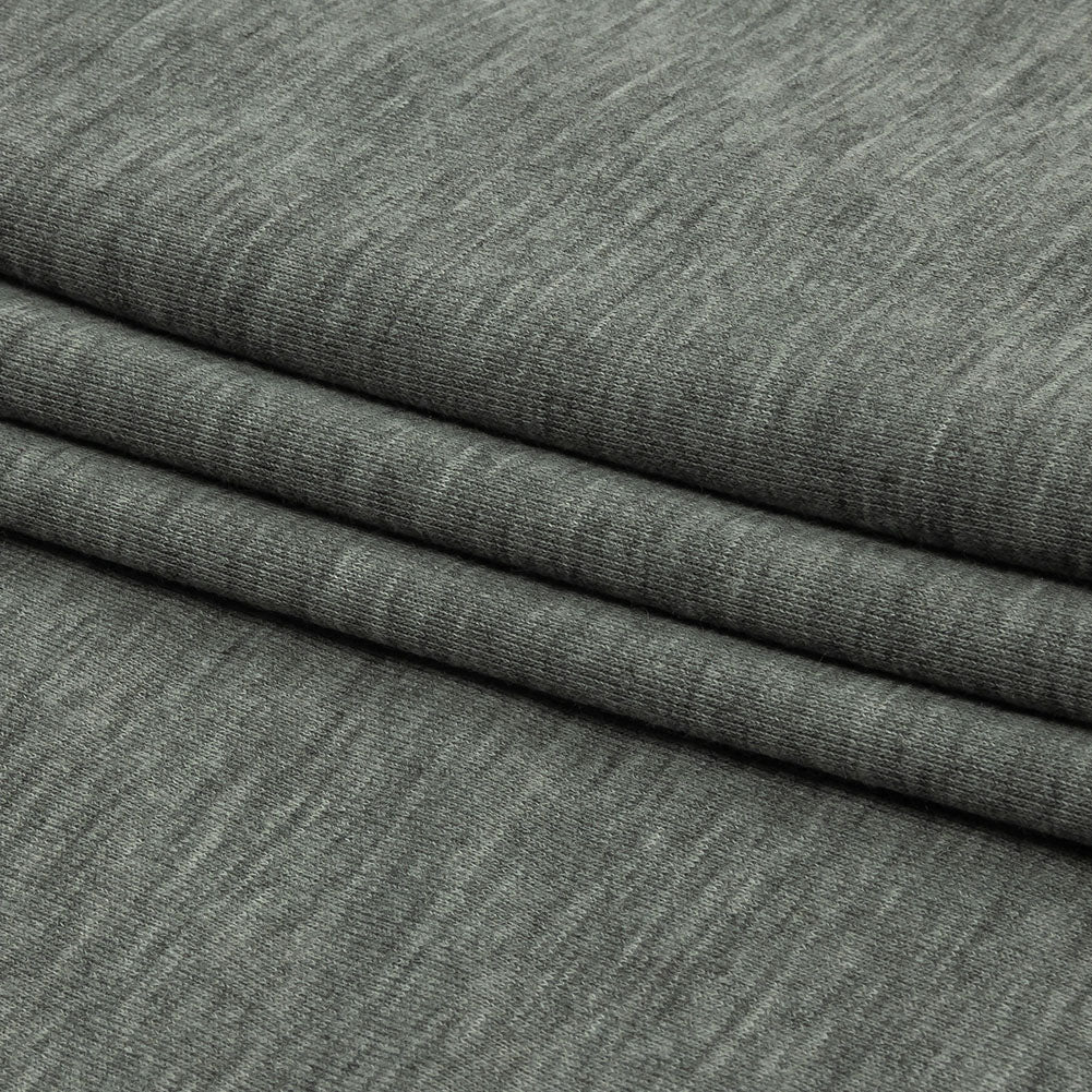 Heathered Gray Lightweight Stretch Recycled Polyester French Terry