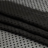 Famous Australian Designer Black Onyx Embroidered Dots and Diagonal Stripes Polyester and Viscose Chiffon