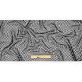 Famous Australian Designer Black Onyx Embroidered Dots and Diagonal Stripes Polyester and Viscose Chiffon