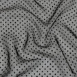 Famous Australian Designer Black Onyx Embroidered Dots and Diagonal Stripes Polyester and Viscose Chiffon