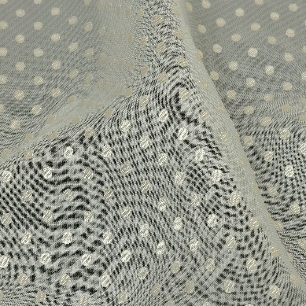 Famous Australian Designer Lead Crystal Embroidered Dots and Diagonal Striped Polyester and Viscose Chiffon