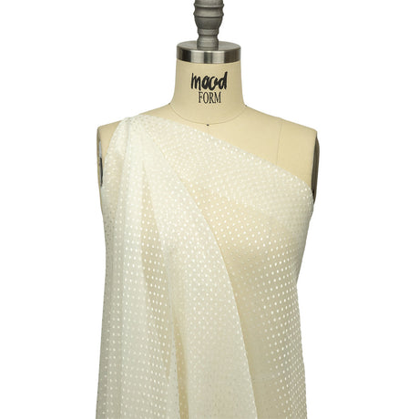 Famous Australian Designer Lead Crystal Embroidered Dots and Diagonal Striped Polyester and Viscose Chiffon