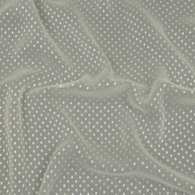 Famous Australian Designer Lead Crystal Embroidered Dots and Diagonal Striped Polyester and Viscose Chiffon