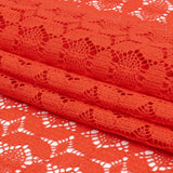 Famous Australian Designer Hot Coral Geometric Floral Cotton and Nylon Crochet Lace