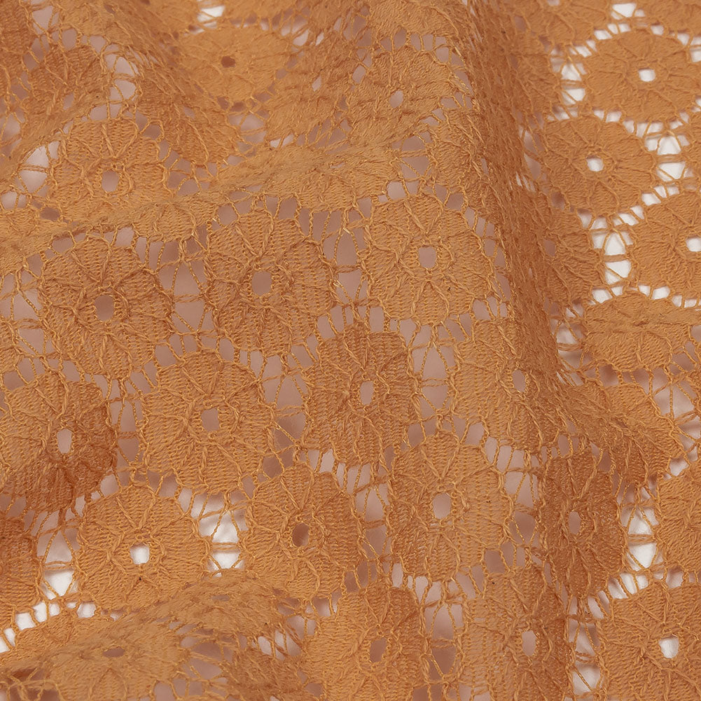 Famous Australian Designer Tan Floral Cotton Blend Re-Embroidered Lace