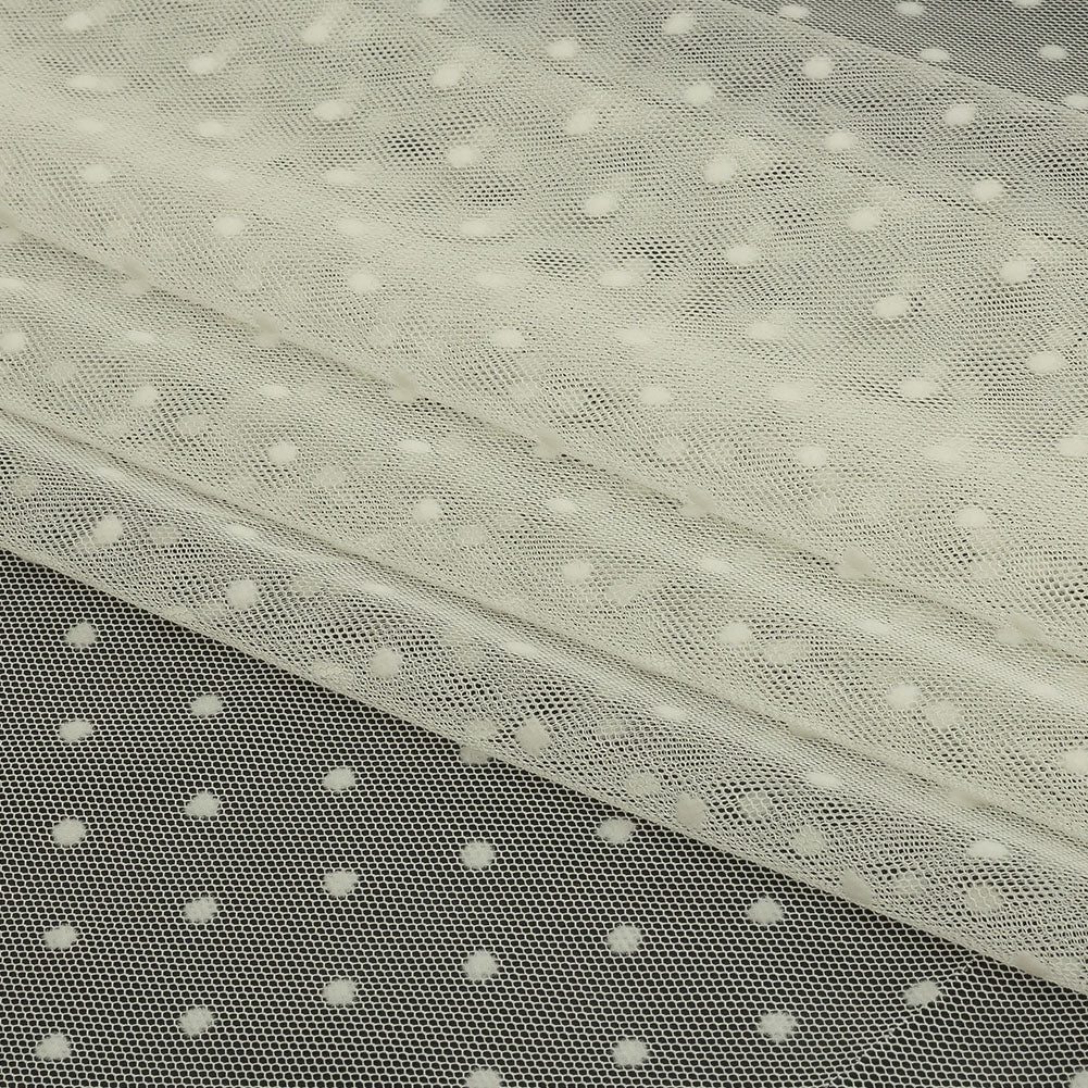 Famous Australian Designer Pearl Flocked Polka Dots Point D'esprit