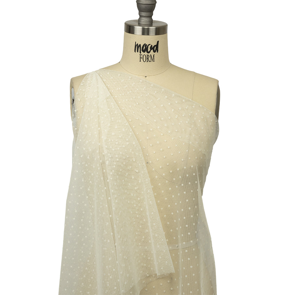Famous Australian Designer Pearl Flocked Polka Dots Point D'esprit