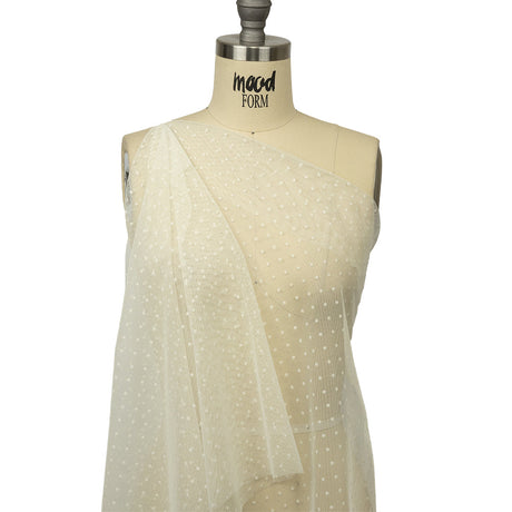 Famous Australian Designer Pearl Flocked Polka Dots Point D'esprit