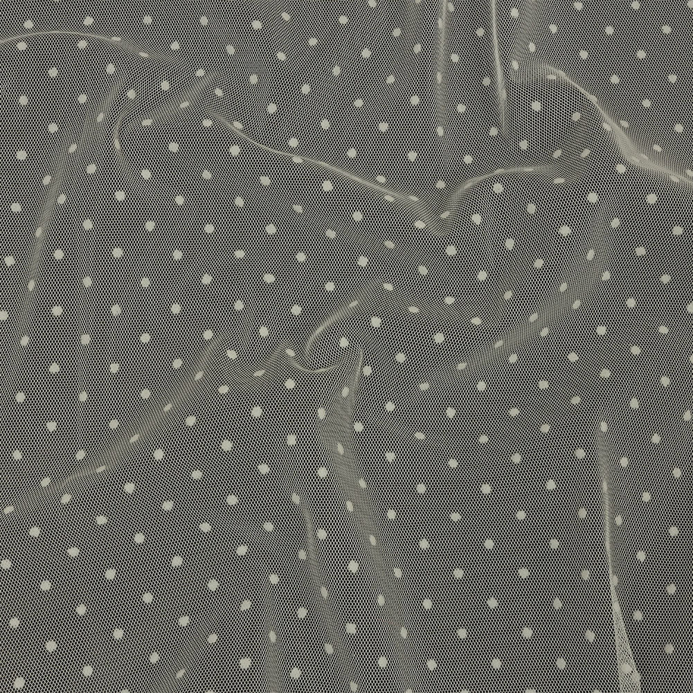 Famous Australian Designer Pearl Flocked Polka Dots Point D'esprit