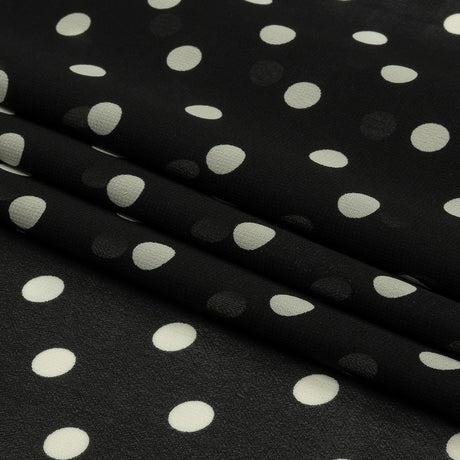 Famous Australian Designer Black and White Polka Dots Polyester Georgette