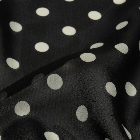 Famous Australian Designer Black and White Polka Dots Polyester Georgette