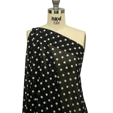 Famous Australian Designer Black and White Polka Dots Polyester Georgette