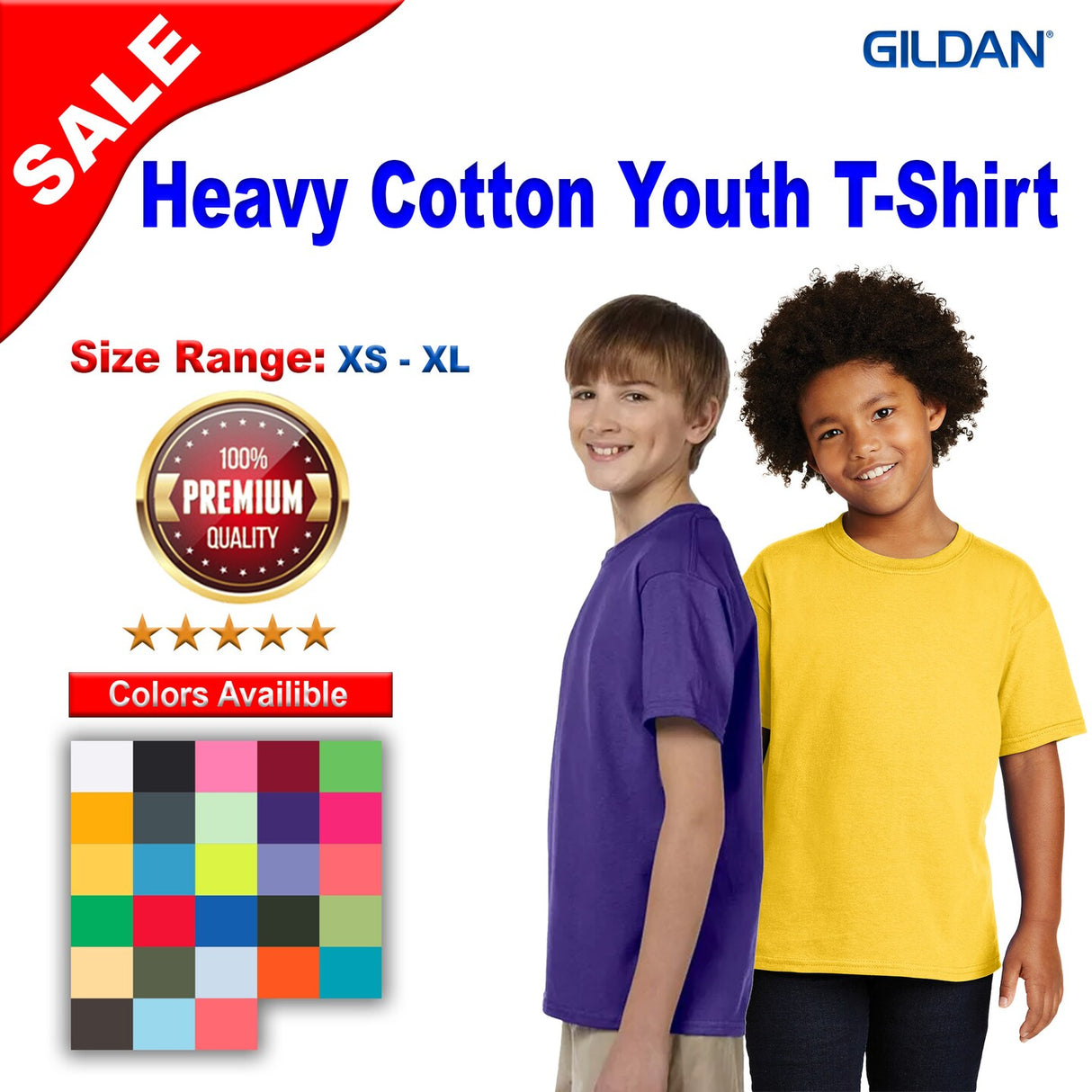 Gildan® Heavy Cotton Youth Crewneck Short Sleeve T-Shirt - 5000B