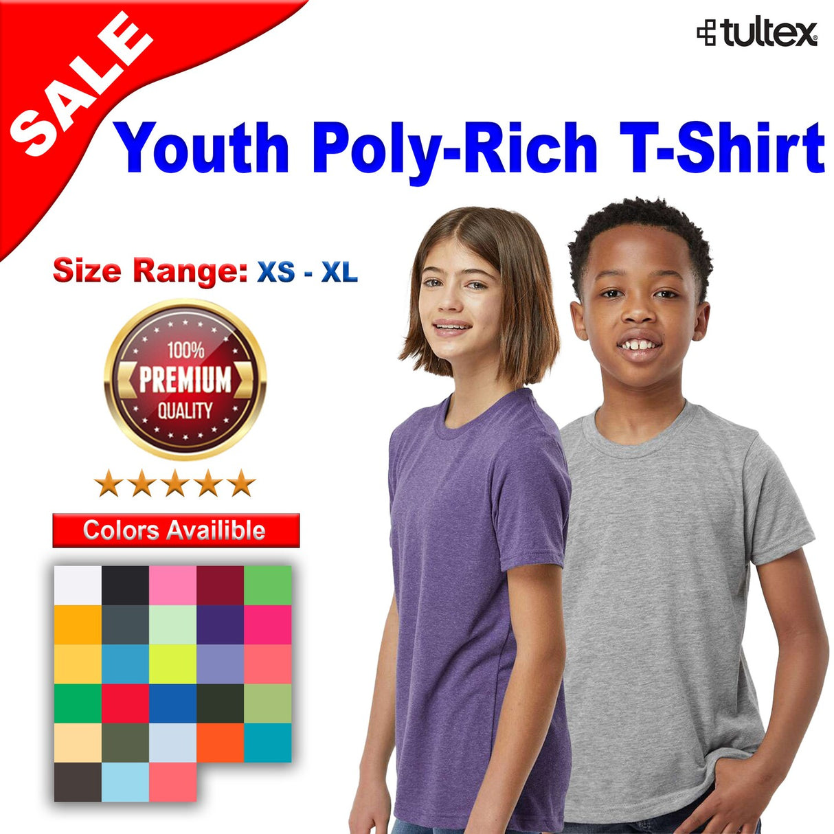 Tultex® Youth Crew neck Short Sleeve Poly Rich T-Shirt