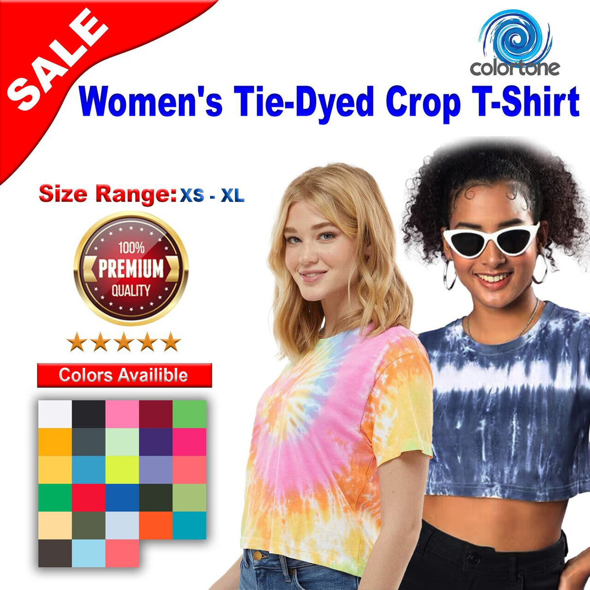 Colortone® Women's crewneck Short Sleeve Tie-Dyed Crop T-Shirt