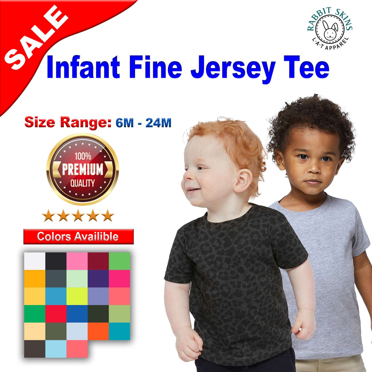 RADYAN® Infant Fine Jersey Short Sleeve Crew Neck Tee - 3322