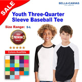BELLA + CANVAS® Youth Three Quarter Sleeve Baseball Tee - 3200Y