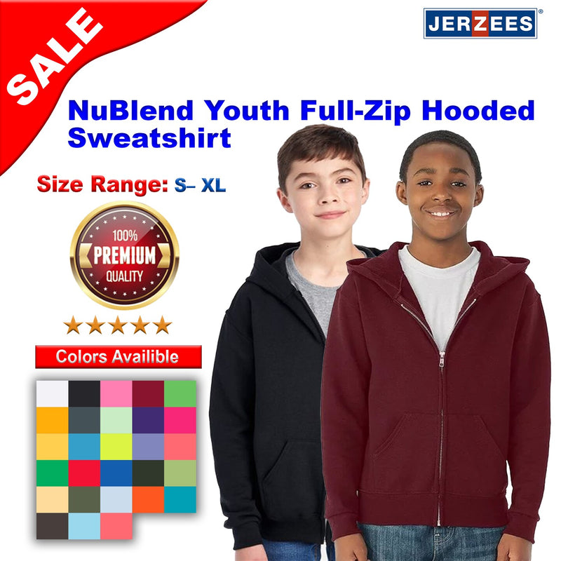 JERZEES® NuBlend Youth Full Zip Hooded Sweatshirt