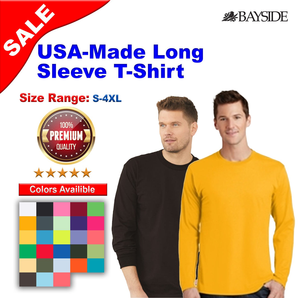 Bayside® USA-Made Long Sleeve Crewneck T-Shirt