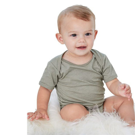 Image 1: Bella Canvas Infant Short Sleeve Jersey One PieceImage 2: Soft jersey baby bodysuit with short sleevesImage 3: Infant cotton one piece apparelImage 4: Blank baby bodysuit for custom printingImage 5: Comfortable Bella Canvas baby clothingImage 6: Lightweight infant jersey romper