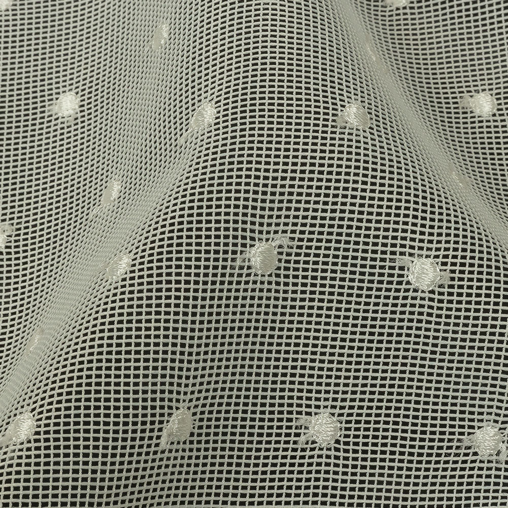 Famous Australian Designer White Sand Embroidered Polka Dots Woven Mesh