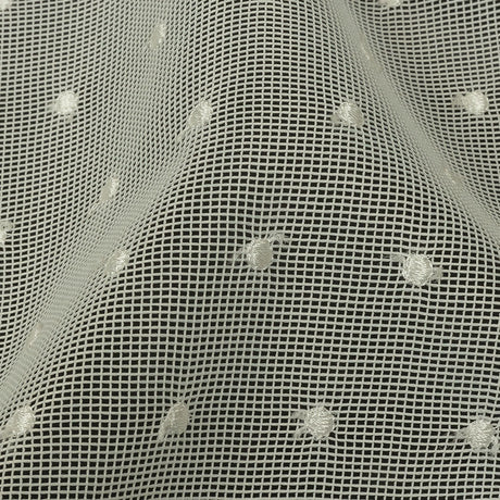 Famous Australian Designer White Sand Embroidered Polka Dots Woven Mesh