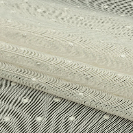 Famous Australian Designer White Sand Embroidered Polka Dots Woven Mesh
