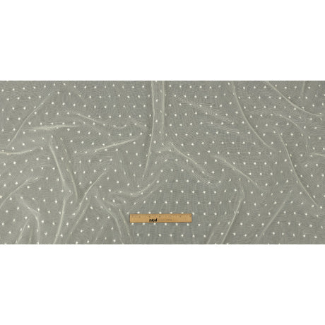 Famous Australian Designer White Sand Embroidered Polka Dots Woven Mesh