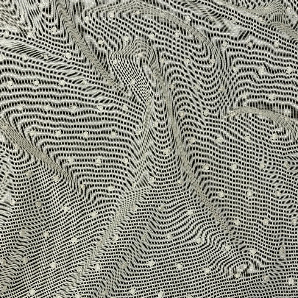 Famous Australian Designer White Sand Embroidered Polka Dots Woven Mesh