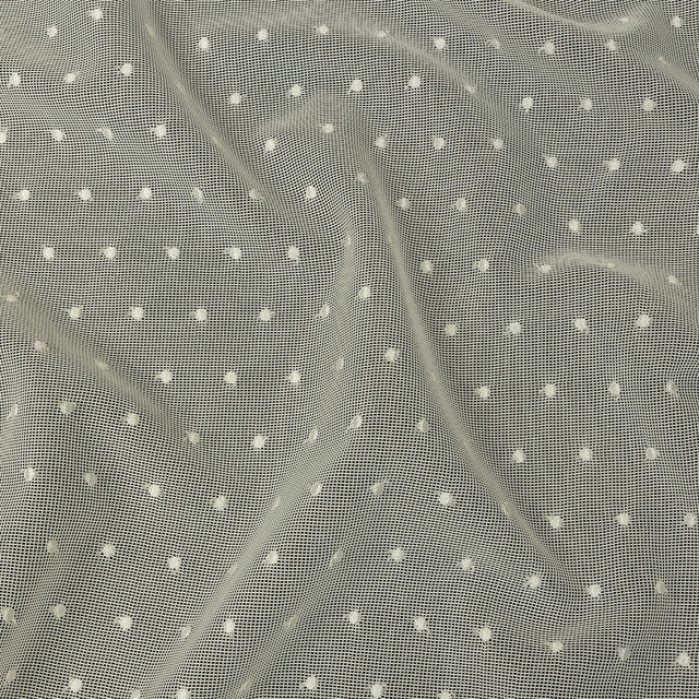 Famous Australian Designer White Sand Embroidered Polka Dots Woven Mesh