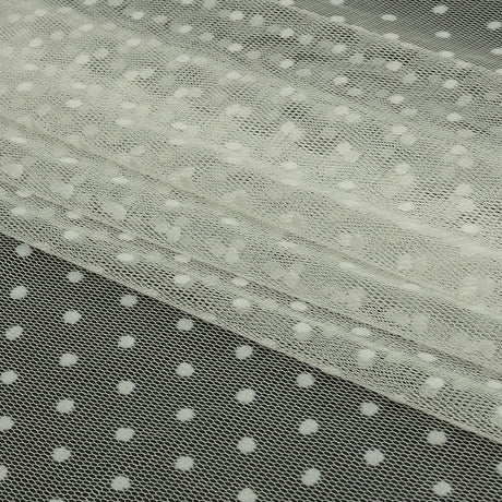 Famous Australian Designer Cream Flocked Polka Dotted Point D'esprit
