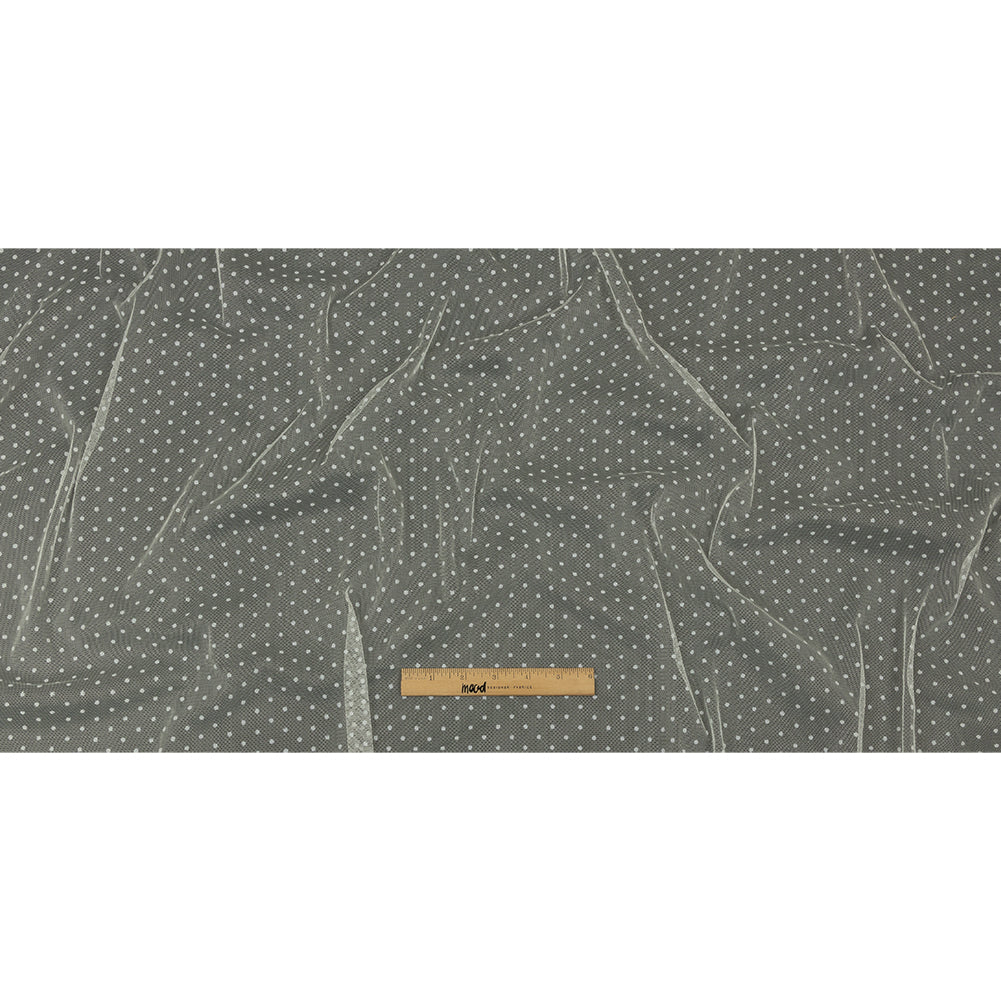 Famous Australian Designer Cream Flocked Polka Dotted Point D'esprit