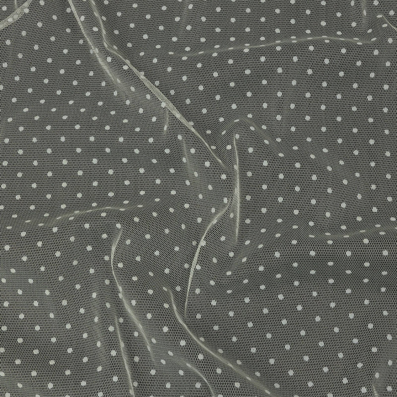 Famous Australian Designer Cream Flocked Polka Dotted Point D'esprit