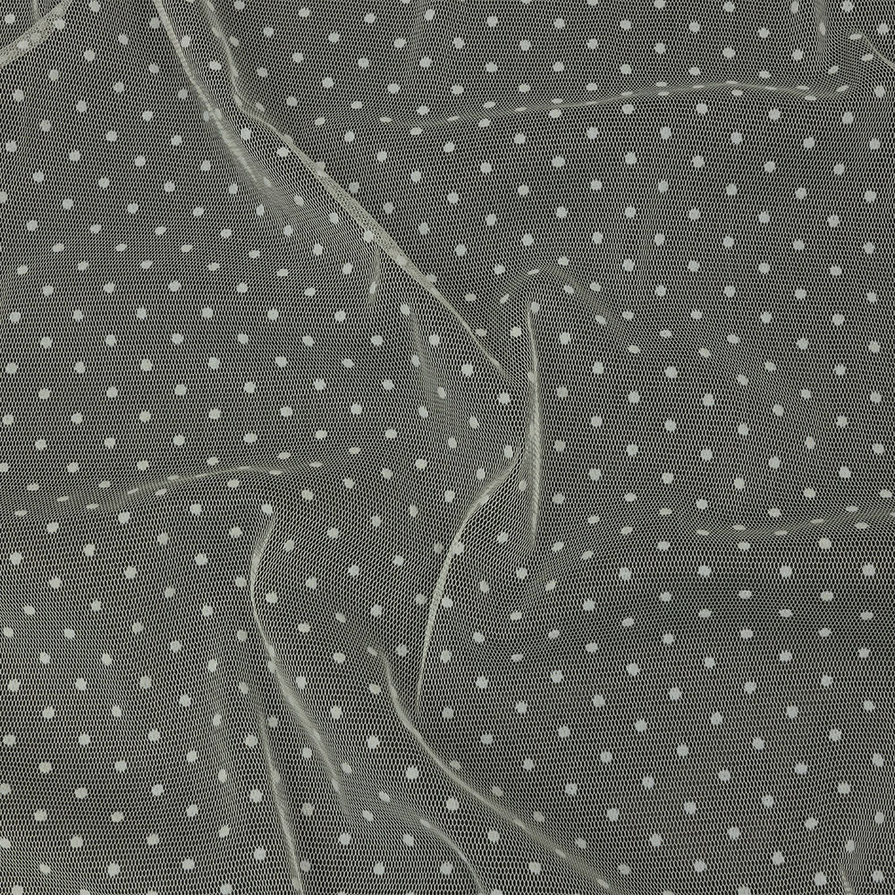 Famous Australian Designer Cream Flocked Polka Dotted Point D'esprit