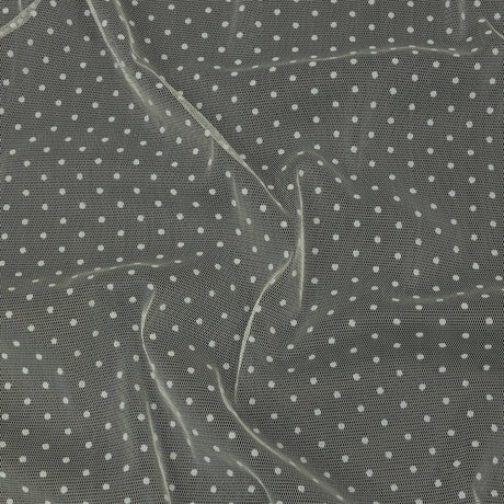 Famous Australian Designer Cream Flocked Polka Dotted Point D'esprit