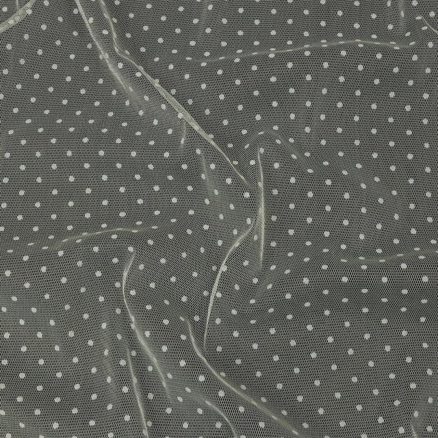 Famous Australian Designer Cream Flocked Polka Dotted Point D'esprit