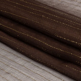 Famous Australian Designer Brown and Gold Metallic Pinstripes Crinkled Silk Chiffon