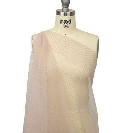 Famous Australian Designer Ballet Pink Flocked Polka Dots Point D'esprit