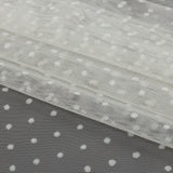 Famous Australian Designer Ivory Flocked Dots Polyester Mesh