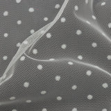 Famous Australian Designer Ivory Flocked Dots Polyester Mesh