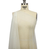 Famous Australian Designer Ivory Flocked Dots Polyester Mesh