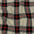 Famous Designer Cream, Black and Red Plaid Blended Wool Boucle Coating