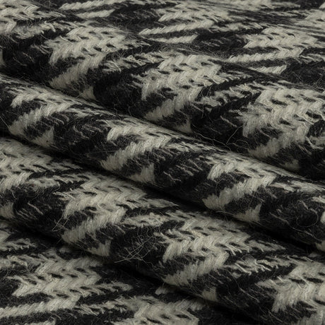 Famous Designer Charcoal and White Shepherd's Plaid Fulled Wool Twill Coating