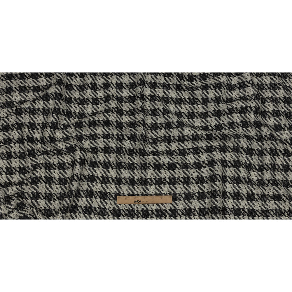 Famous Designer Charcoal and White Shepherd's Plaid Fulled Wool Twill Coating
